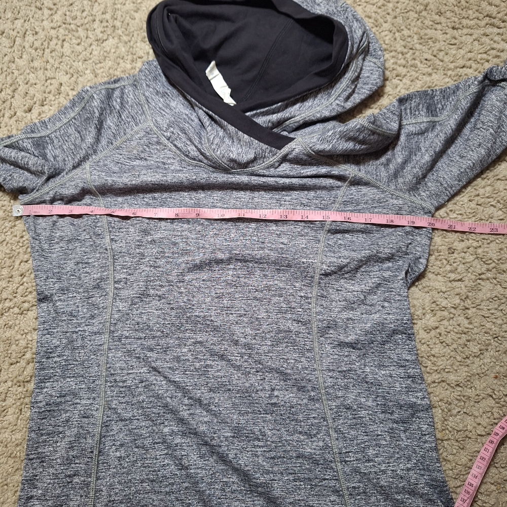 Lululemon Think Fast Hoodie athletica Gray Black Cowl Neck Sweater Size 10 - Picture 6 of 6